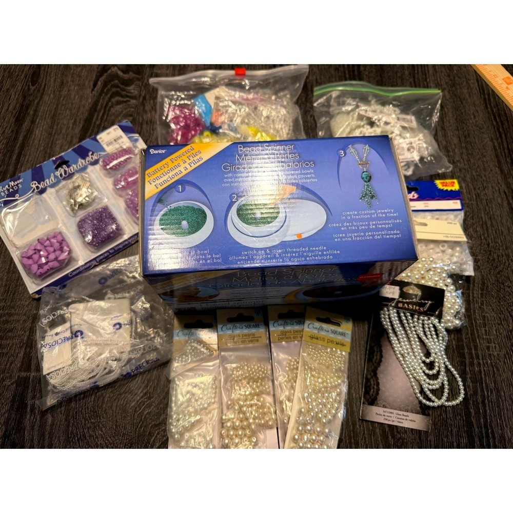 Darice Bead Spinner NIB + Huge Lot of Beads (Mostly New)